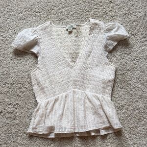 American Eagle Outfitters Cream Peplum Blouse